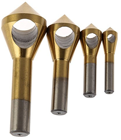 QQXUAN Kobalt-Senkbohrer, Senkbohrer mit Loch, 4-teiliges Entgratungs-Fase-Bohrer-Set, Holz-, Metall- und Kunststoff-Bohrer, 2–5 mm, 5–10 mm, 10–15 mm, 15–20 mm Bohrer