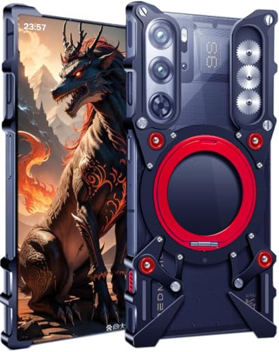 TECSHINE Metall-hülle für Nubia Redmagic 9 Pro, Passend für ZTE Red Magic 9 Pro+ Handyhülle, Hülle, Metallrahmen Handy Case, Rüstung, Handyschale -Schwarz