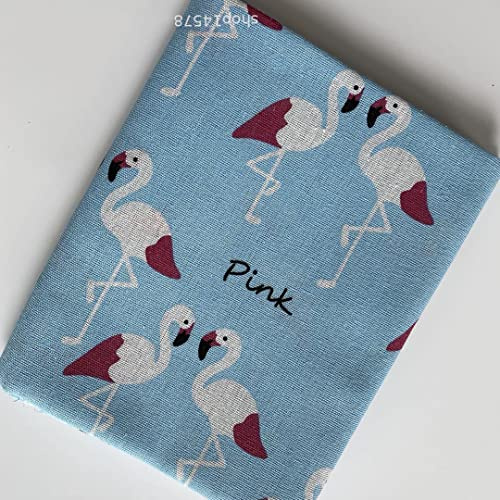 ONECHANCE Bedruckte Stoff Kinderstoffe Baumwolle Leinen Stoff Meterware 100x150cm zum Nähen und Dekoration Color Flamingo Blau Size 1 Meter