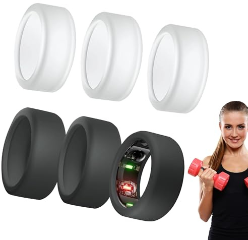Noenaeni 6Pcs Silicone Ring Protector for Oura, White*3+Black*3, Size S | Skin-Friendly, Superior Protection, Gym Ring Cover for Oura Ring 4 Gen 3 Samsung Galaxy ULTRAHUMAN Smart Rings