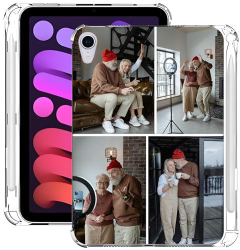 Schutzhülle für iPad Mini 7/6, transparent, personalisierbar, mit Stifthalter, transparent, weich, TPU, flexibel, 21,1 cm (8,3 Zoll), für Mini 7. (2024) / 6. (2021) Generation (Stifthalter, A2993-4