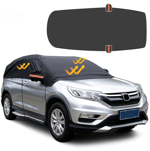Auto Halbgarage Wasserdicht Ninonly 210D Universal Halbgarage für Auto Allwetterschutz vor Regen, Staub, Sonne und Laub für Windschutzscheibe Schwarz
