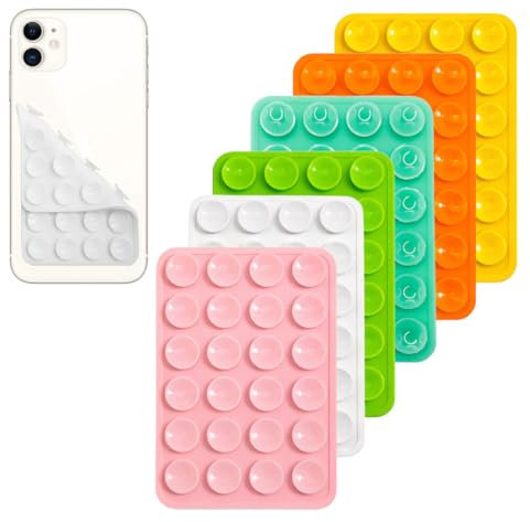 BCHMN 6 Stück Silikon Handy Saugnapf Halterung Doppelseitig, Freihändig Sticky Silikon Saugnapf Handyhülle für Selfies & Videos, Saugnäpfe Handyhalter für Alle Handy Modelle (Macaron-Farben)