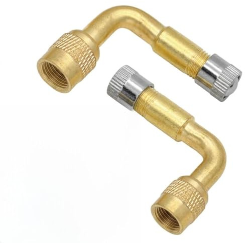 2 Stück 90 Grad Ventilverlängerung,Autoventil Adapter,Winkelventil für Reifen,Motorrad,Fahrrad und Scooter,Ventiladapter für Eckventil Luftpumpe