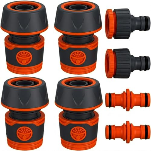 8 Pièces Raccord Tuyau d’Arrosage 19mm, 4 Raccords, 2 Nez de Robinet | 2 Raccords Doubles,Raccord de Tuyau 3/4 Pouce Extension Rapide du Tuyau Kit pour Arrosage Jardin,Tuyaux et Lavage de Voiture