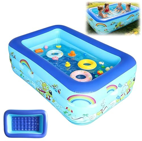Piscina Gonfiabile, Piscina Per Bambini Rettangolare Con Tappo Di Scarico Integrato, Vasca Da Bagno Gonfiabile A Tenuta Stagna, Piscine Estive Smontabili Per Feste Acquatiche Da Interno Ed Esterno