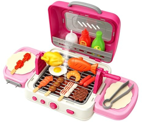 Barbecue jouet pour Set de barbecue pliable avec brume, son et lumière