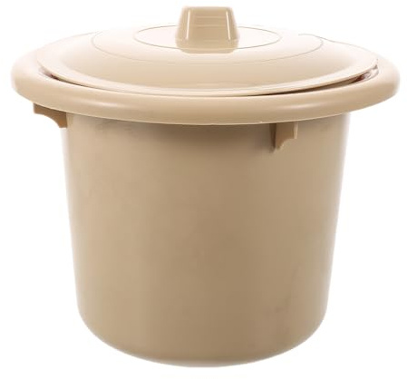 Pot Adulte Portable Rond en Plastique avec Couvercle, Usage Domicile | Chambre et Chevet, Poignée Ergonomique, Surface Lisse, Nettoyage Simple, Adultes et Personnes Âgées