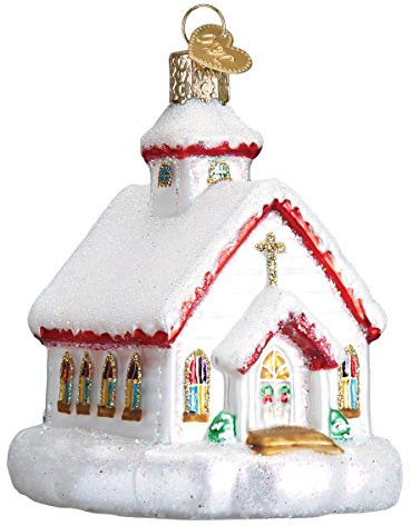 Old World Christmas Glass Blown Ornament Country Church (20095)