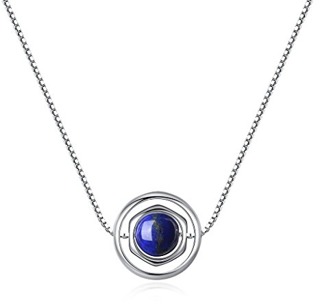 COAI Geschenkideen Glückskette aus Edelstein Lapislazuli 925 Sterling Silber Box-Chain-Kette für Damen