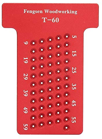 T Ruler, Aluminum Alloy Hole Gauge Carpenter Marking Fixing Tool Wood Marking Gauge Profile Gauge Tool Woodworking Scriber T Type Ruler for Woodworking and DIY Amateurs, Red