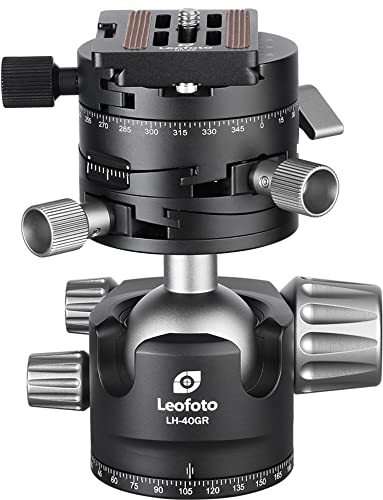 Leofoto - LH-40GR Ball Head with Geared Panning Clamp - Double Swivel Head - Great for shooting Architecture, Landscapes and Panoramas - LH-40GR