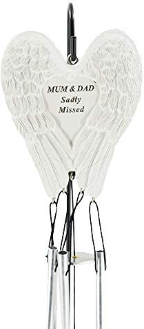 Mum & Dad Sadly Missed Guardian Angel Wings Graveside Memorial Wind Chime