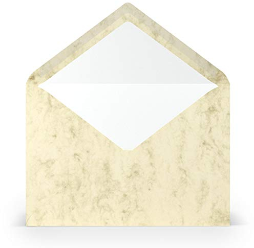 PAPERADO 25 Briefumschläge DIN C5 Chamois Marmora Marmoriert Marmor-Beige - 100 g/m² Kuvert Ohne Fenster 15,7 x 22,5 cm - Umschläge mit Nassklebung spitzer Klappe