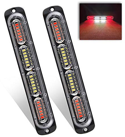 Teguangmei 2 x 24LED Feux Stroboscopique 12-24V Ultra Mince d'urgence Danger Lumière LED Stroboscope D'urgence Lampe pour Construction Camion Voiture Véhicule Rouge/Blanc/Rouge