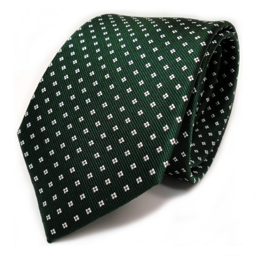 TigerTie Designer Seidenkrawatte in grün dunkelgrün weiss gepunktet