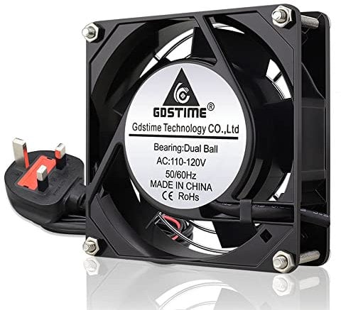 GDSTIME 240V Fan 92mm x 25mm Axial Cooling Fan AC 220V 2500 RPM 25 CFM Brushless Industrial Dual Ball Bearing for PC CPU and Case DIY ventilation Cooling