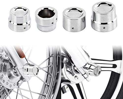 HDBUBALUS Lot de 4 cache-écrous pour essieu avant et arrière pour Harley Sportster XL 1200 Dyna Softail Fat Boy Touring Street Road Electra Tri Glide Chromé
