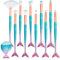 YKKJ Make Up Pinsel Set,3D Meerjungfrau Makeup Pinsel 11 Stück Professionelle Kosmetik Schminkpinsel für Foundation, Pudercreme, Rouge, Lidschatten, Augenbrauen, Eyeliner