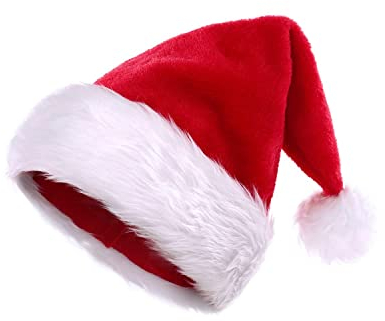 KONVINIT Weihnachtsmütze Nikolausmütze für Erwachsene Weihnachtsmann Mütze Plüsche Santa Claus Mütze Warm and Dicker Santa Mütze für Weihnachtsfeier,rot