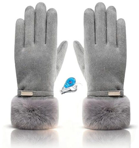 WITERY Women Touch Screen Gloves Winter Warm Thick Fluffy Gloves with Fleece Lined & Plush Cuff Girls Ladies Thermal Heated Mittens for Skiing Cycling Outdoor UK