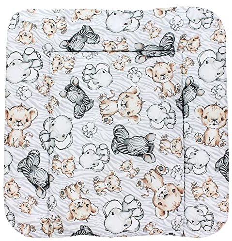TupTam Baby Wickeltischauflage mit Baumwollbezug Gemustert, Farbe: Safari, Größe: 75 x 85 cm