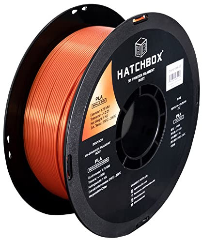 HATCHBOX Metallic Finish PLA 3D Drucker Filament, Maßgenauigkeit +/- 0,03 mm, 1 kg Spule, 1,75 mm, Rost