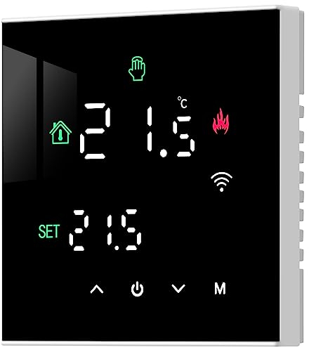 Beok Smart WiFi Thermostat Programmierbar Kesselthermostat für Wasser-/Gasboilerheizung Raumthermostat Fußbodenheizung Kompatibel mit Alexa, Google Home 3A TGW60B-WIFI-WPB Schwarz
