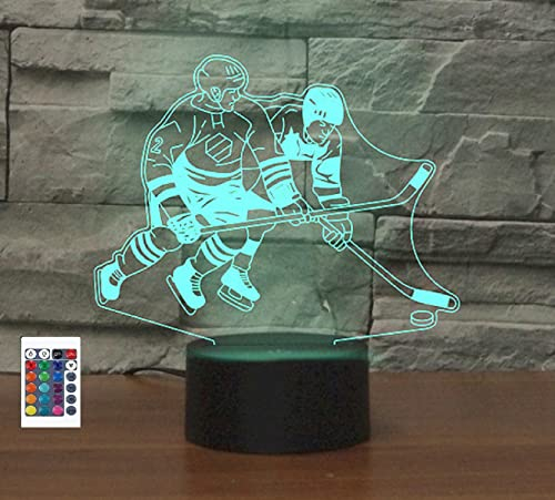 SUPERRUIDALONG 3D Spiel Eishockey Fernbedienung 16 Farben Nachtlichter Illusion Acryl LED-Tisch Nachttischlampe Kinderzimmer Schreibtisch Dekoration Geburtstagsgeschenke Spielzeug für Kinder