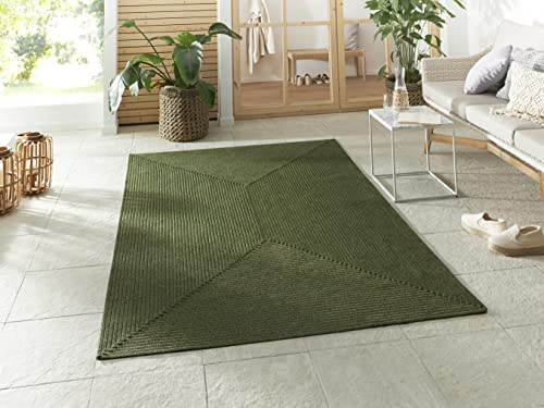 Hanse Home Northrugs Trenzado In- & Outdoor Teppich Wetterfest – Pflegeleicht Handmade-Look für Innen und Außen Gewebter Outdoorteppich Läufer für Balkon, Terrasse, Wohnzimmer, Garten – Grün, 120x170
