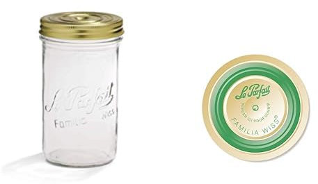 Le Parfait - Pack de 6 Terrines Familia Wiss - 1L - 100mm & familia wiss - Boite de 12 capsules Familia Wiss - 100mm - Vert
