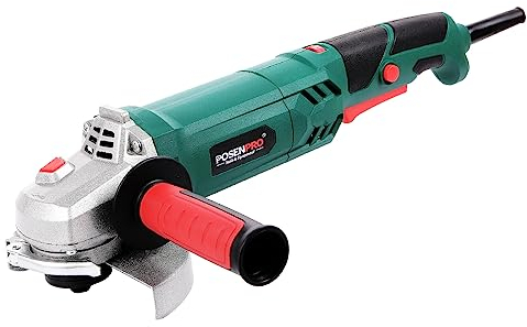 POSENPRO 125MM Corded Angle Grinder, 1100W Cut-Off/Angle Grinder Tool, Variable Speed 3000-12000RPM, 2-Position Side Handle for Metal Surface Cutting/Grinding/Polishing