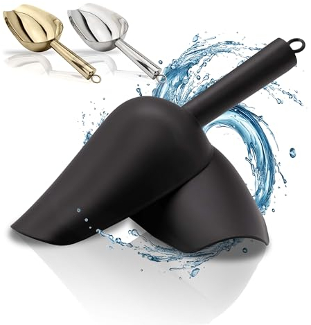 ERMENT- Hochwertige Edelstahl Schaufel (100% Rostfrei & stabil) Mehlschaufel, Eisschaufel, Kaffeeschaufel in schwarz (L)