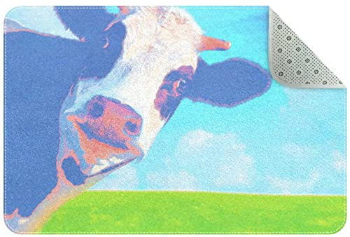 Teppich für den Innen- und Außenbereich, Schlafzimmer, Wohnzimmer, Esszimmer, Hinterhof, Deck, Terrasse,Tier Kuh Weide Gras Himmel