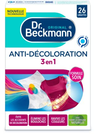 Dr. Beckmann - Anti-décoloration 3en1, Lingettes protection ultime, 26 lingettes