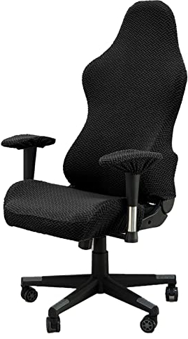 YOPOIY Jacquard Cubierta de Silla de Juego Spandex elástico Giratorio Silla Cubierta Desmontable Antideslizante Cubre sillas Gaming para Silla giratoria Racing Gaming Chair -Negro