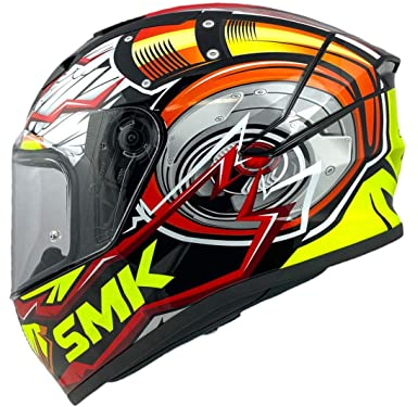 Smk Integral-Helm, Modell Turbo, schwarz, rot, glänzend, Größe L (59/60), vollständig zugelassen für die Straße