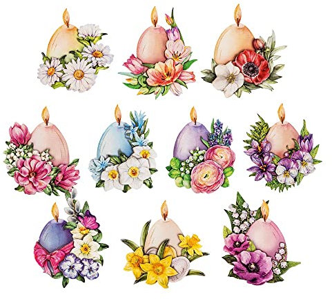 Ideen mit Herz 3-D Motive, ausgestanzt, ca. 7-10 cm, 10 Stück im Beutel | Bilder zum Basteln & Dekorieren | Grußkarten selber machen | Bildmotive für Scrapbooking & DIY-Deko (Osterkerzen 02)
