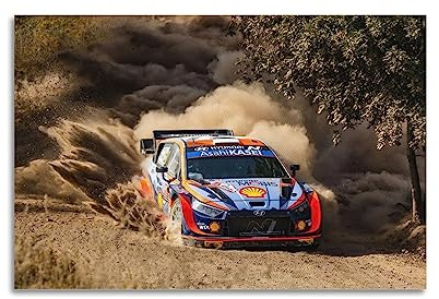 JONZA Rallye-Auto-Poster für Hyundai I20 WRC Sanddrift, dekoratives Gemälde, Leinwand, Wand- und Kunstbild, Familienschlafzimmer-Dekor, 30 x 45 cm