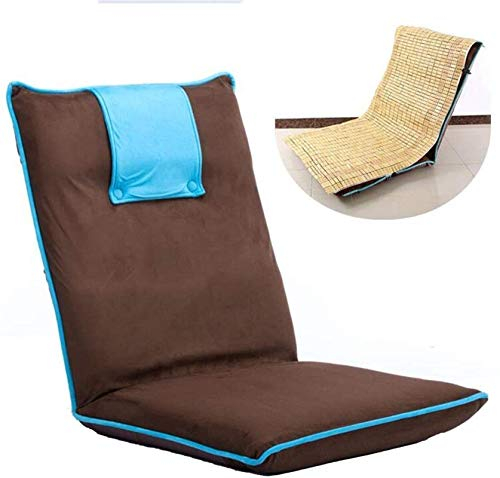 SilteD Leichte Campingstühle, Gartenliegen, Klappstuhl, Bodenstuhl, multifunktionaler Freizeitstuhl, Verstellbarer, zerlegbarer Klappstuhl, faules Sofa + Cooles Pad (Farbe: Blau) Present