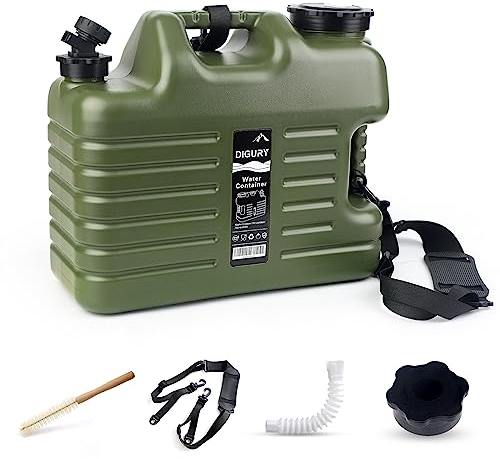 Digury 5 Gallon Water Jug, Camping Water Container BPA Free Water Storage with Spigot No Leakage Portable Emergency Water Tank for Outdoor Hiking Camping Picnic Supplies Green