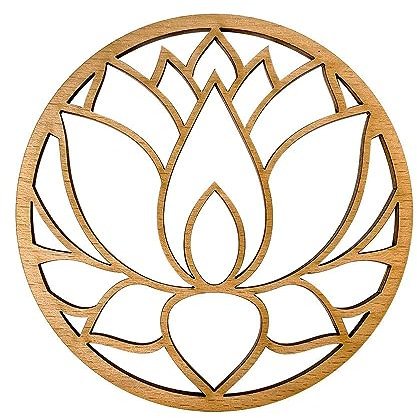 Décoration Murale Spirituelle Fleur de Vie, Fleur de Lotus, Arbre de Vie, Métatron, Main de Fatma, Om ou Aum, Bois ou plexigglass, diamètre 29 cm, Fabrication Artisanale française