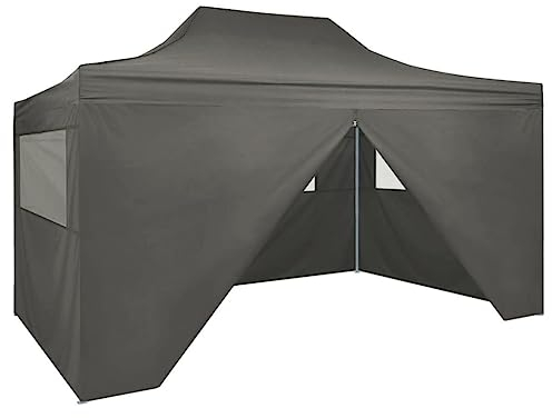 Home Furniture Profi-Faltzelt Partyzelt mit 4 Seitenwänden 3x4m Stahl anthrazit