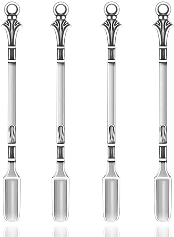 Cuchara de Medicina, Mini Pala Cuchara para Tabaco, Cuchara Mini Pala, Cuchara para Tabaco, 4PCS Cuchara para Medicina Cuchara de Rapé Sniffer Snorter para Medicamentos Sales Especias (Plateado)