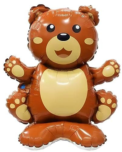 Folienballon Aufsteller 3D in Bär-Form, Braun, ca. 58 * 42 cm - Perfekt für Kindergeburtstage, Partys, Dekorationen, Geschenke - Leicht aufzublasen und wiederverwendbar - Charmantes Design