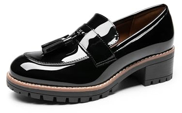 DREAM PAIRS Ciabatta donna con abito wok alla moda, Nero Pat, 36.5 EU