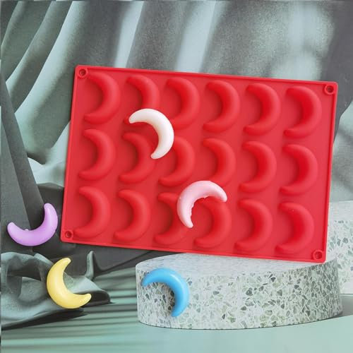 Moon - Stampo in silicone con 18 cavità, per cubetti di ghiaccio a forma di mezzaluna, vassoio da forno a forma di mezzaluna, stampo per cioccolato e accessori da forno