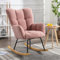 DEKKETO Schaukelstühle Teddystoff, Gemütlicher Teddy Sessel Zum Stillen, Relaxstuhl Stillsessel Schaukelstuhl Holz für Wohnzimmer Schlafzimmer, Bequeme Lesesessel für Kinderzimmer, Rosa