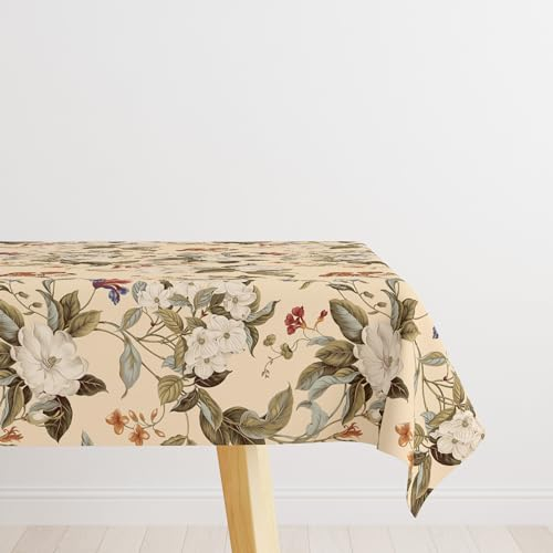 AIBIIN Tischdecke, Vintage-Blumenmuster, rechteckig, für Zuhause, Esszimmer, Buffet, Partys, Picknickveranstaltungen und Restaurants, 132 x 182 cm