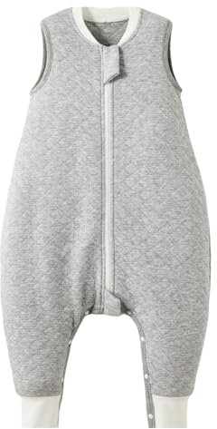 Duomiaomiao Schlafsack mit füßen 1.0 tog, Ganzjahres Baby Baumwolle, Schlafsack mit Beinen, Baby ganzjahres Unisex(95/Grau)